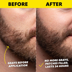 Before and after using The Beard Club Temporary Beard Dye