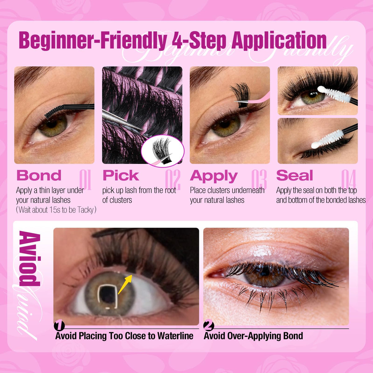 Before and after using Yawamica lash extension kit