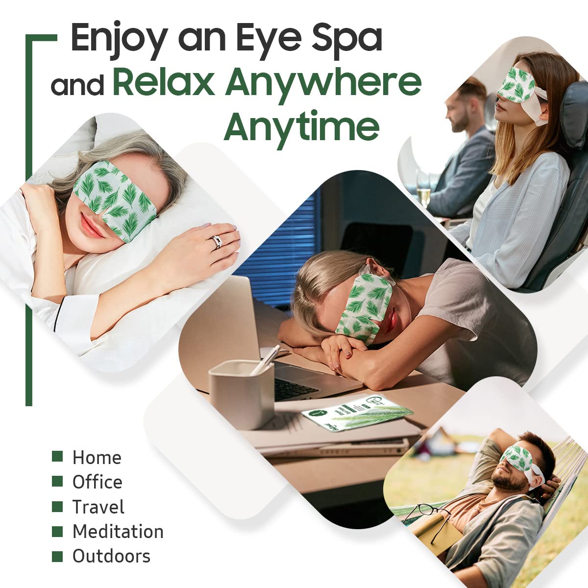BeHoomi Steam Eye Mask laid out with other relaxation items