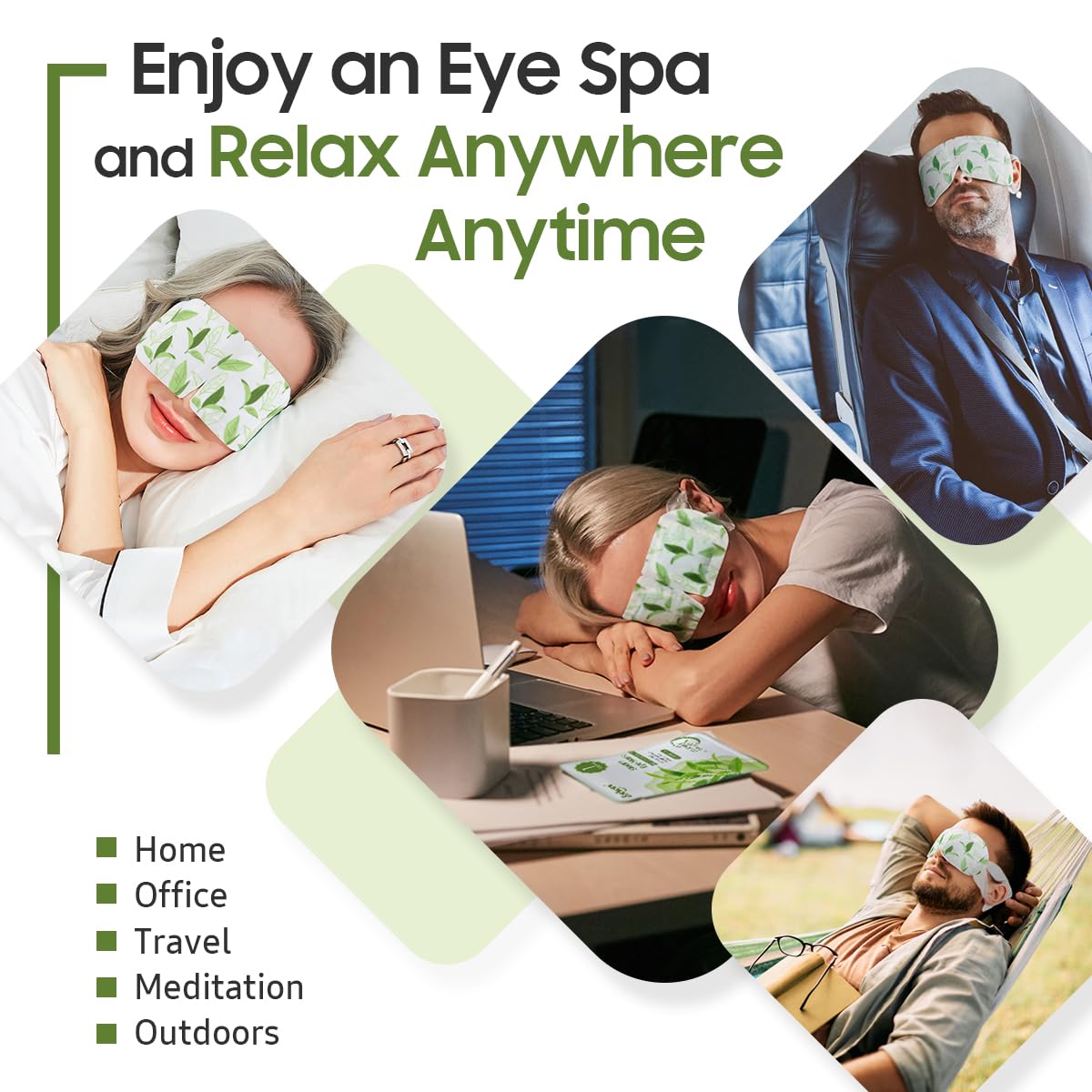 BeHoomi Steam Eye Mask with a relaxing spa setup