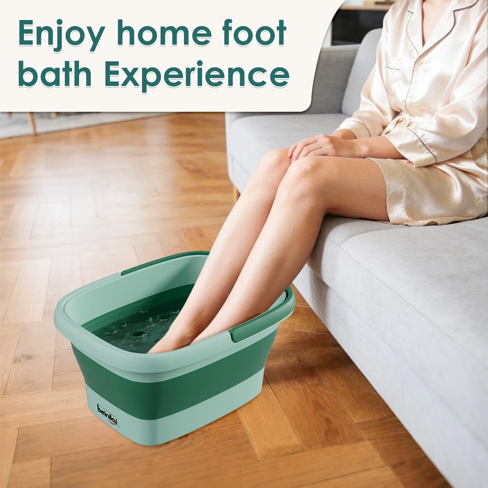 Beinilai Collapsible Foot Bath Basin folded for storage