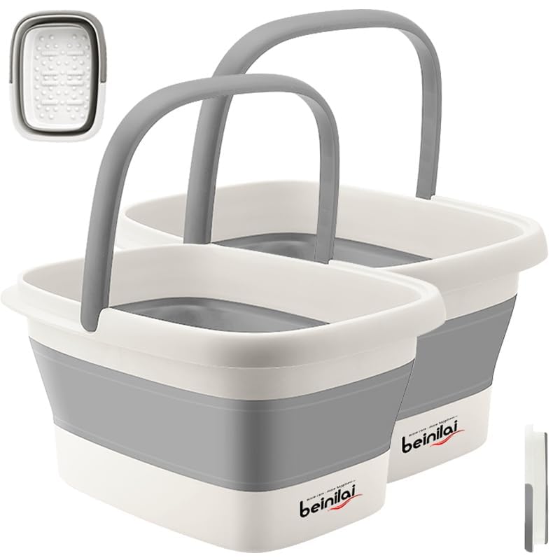 Beinilai Collapsible Foot Bath Basin folded for storage