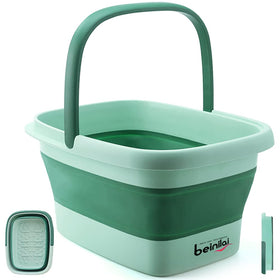 Beinilai Collapsible Foot Bath Basin in green, front view