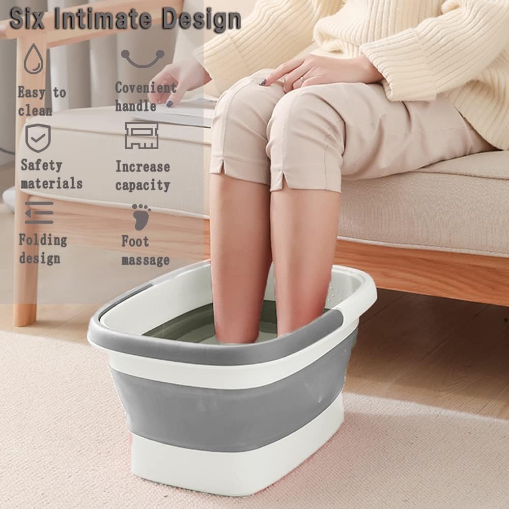 Beinilai Collapsible Foot Bath Basin side view with dimensions