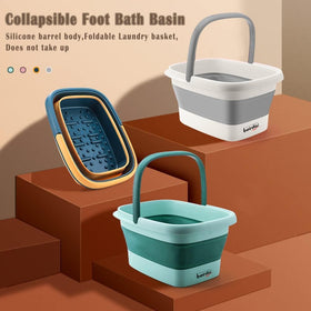 Beinilai Collapsible Foot Bath Basin used outdoors during camping