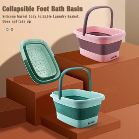 Beinilai Collapsible Foot Bath Basin with dimensions displayed