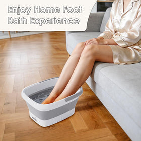 Beinilai Collapsible Foot Bath Basin with warm water and massage rollers
