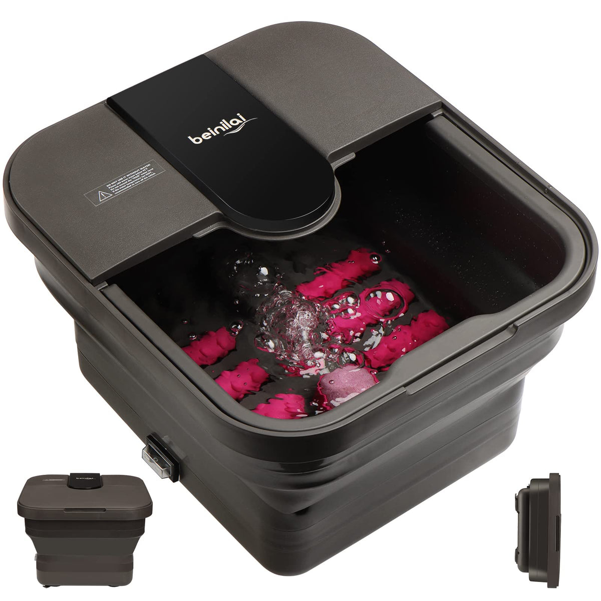 Beinilai Collapsible Foot Spa front view with handle