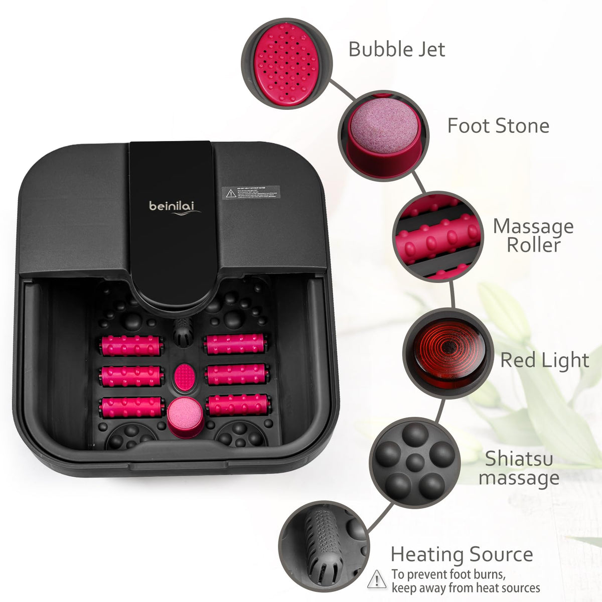 Beinilai Foot Spa with bubble jets in action