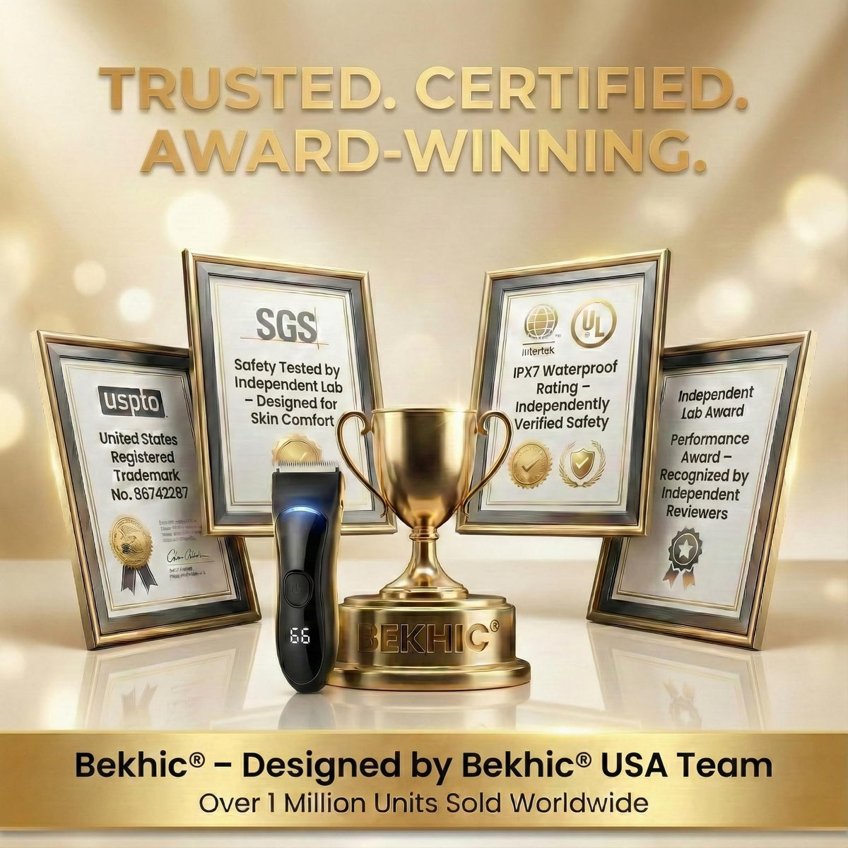 Bekhic Groin & Body Hair Trimmer with adjustable guide combs