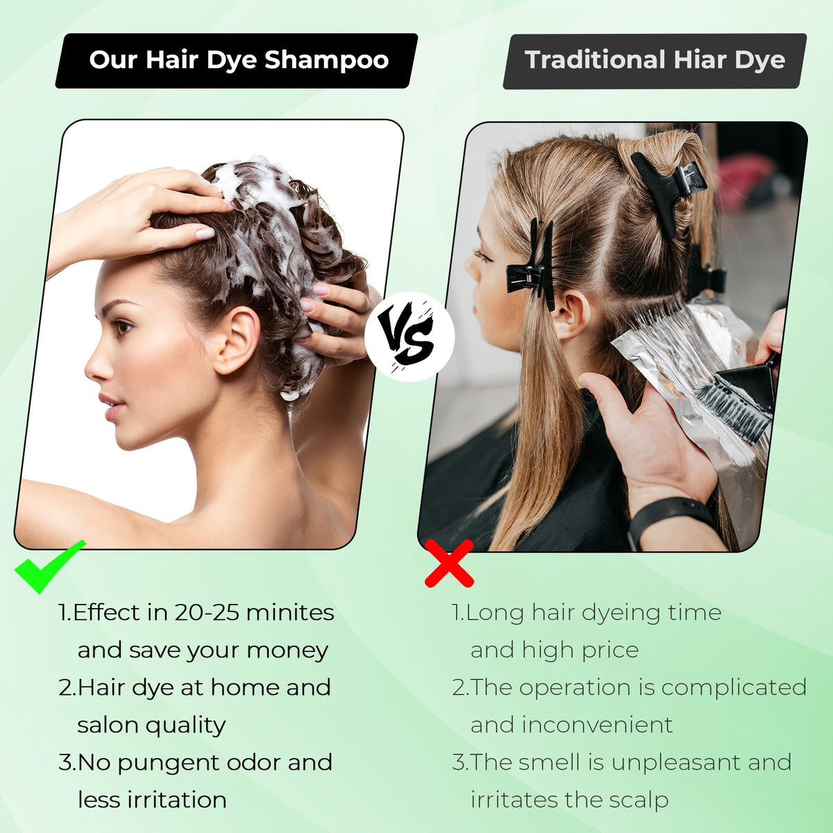 BELEZALIB Black Hair Dye Shampoo results after 20 minutes
