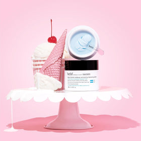 belif Aqua Bomb Cleansing Balm with natural ingredients background