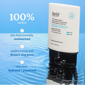belif Aqua Bomb SPF 45 Hydrating Sunscreen application on skin