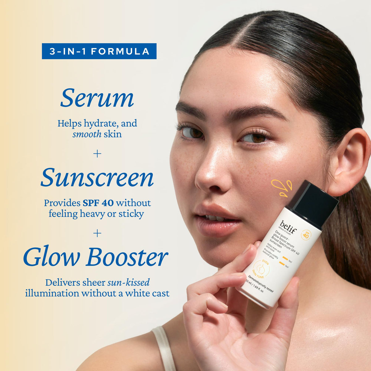 belif Dew Guard Vitamin C Glow Tint SPF 40 texture on skin