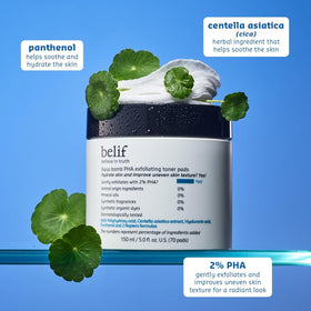 belif PHA 2% Toner Pads with Panthenol and Cica ingredients
