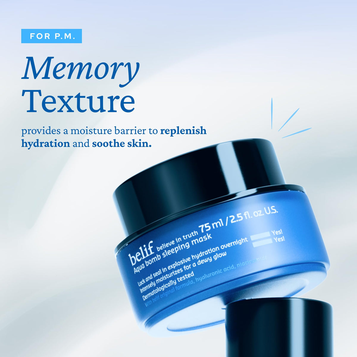 belif Vitamin E Jelly Overnight Mask on a bedside table