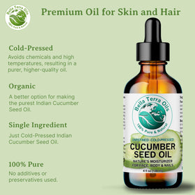 Bella Terra Oils Cucumber Seed Oil 8 oz packaging details