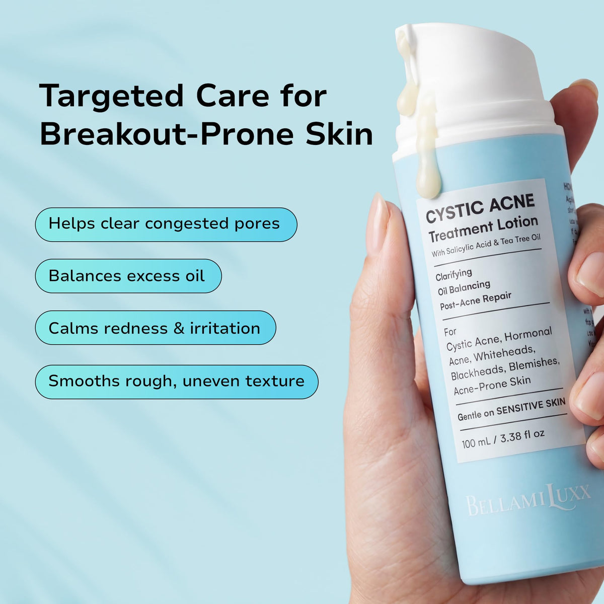 BellamiLuxx Cystic Acne Cream texture close-up