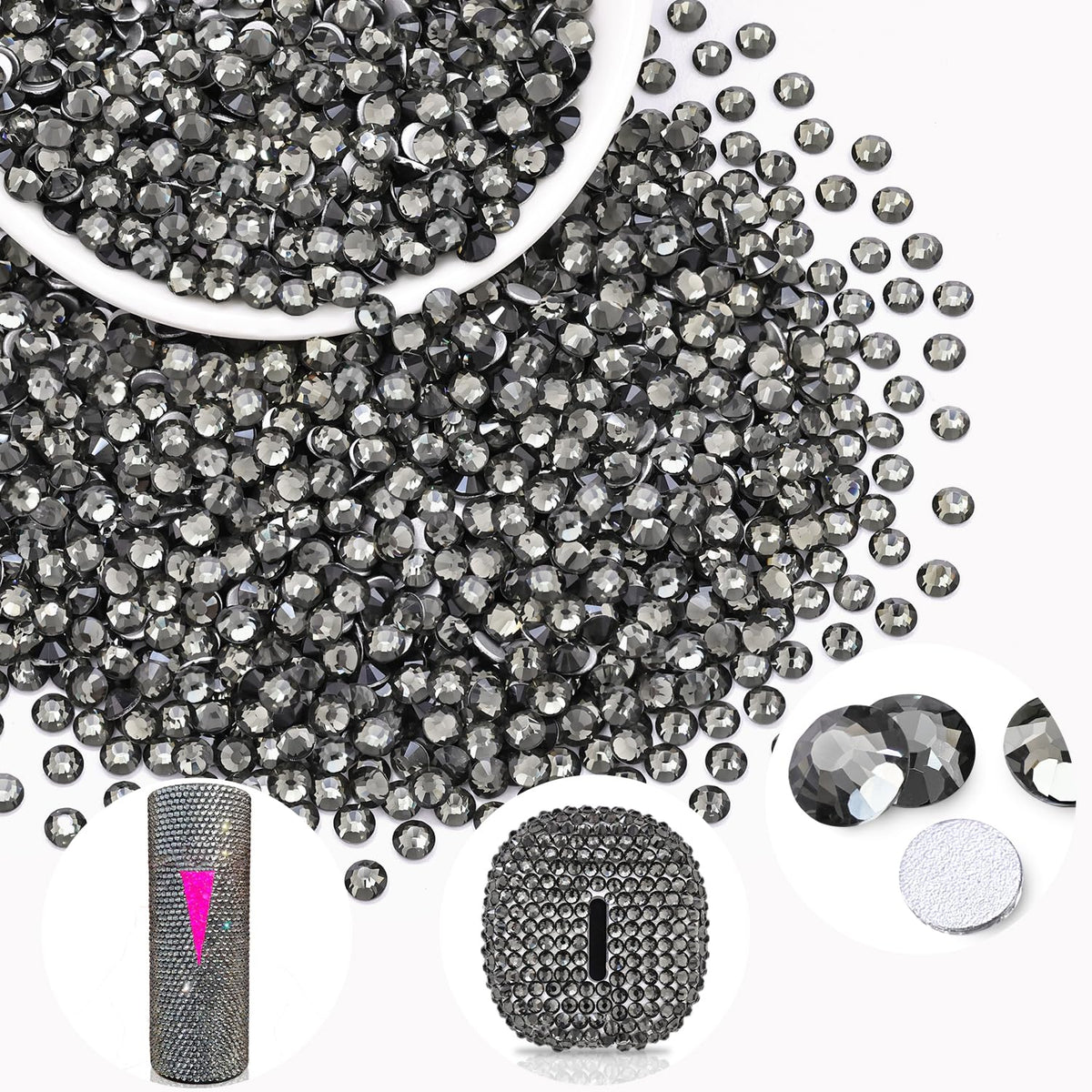 BELLEBOOST 2000PCS Black Diamond glass rhinestones front view