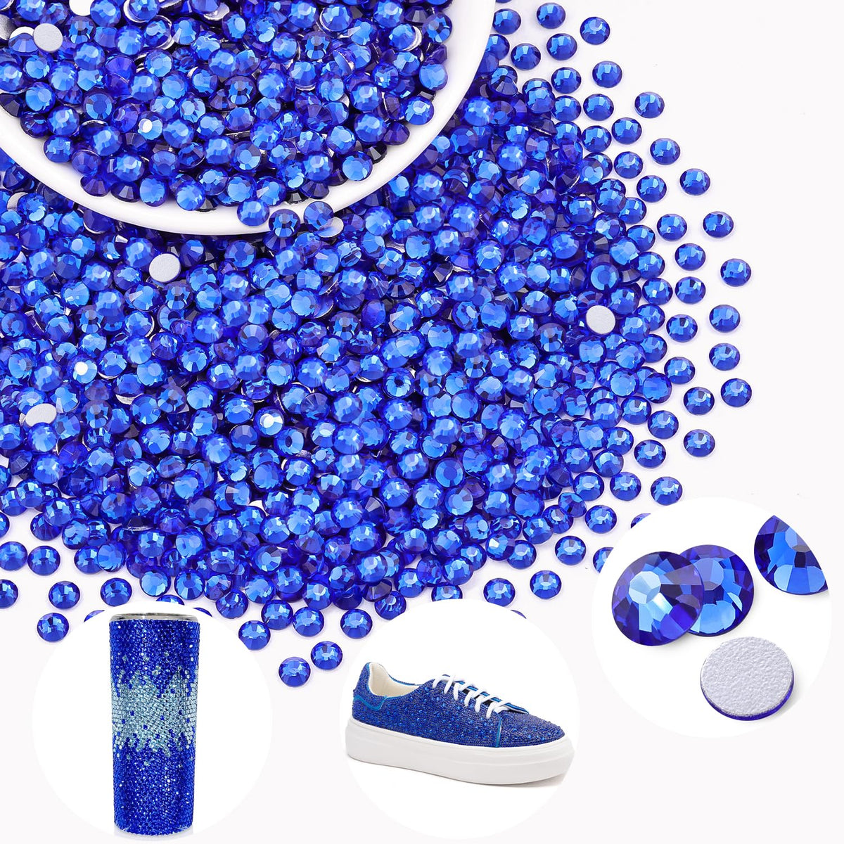BELLEBOOST 2000PCS SS16 Blue/Sapphire glass rhinestones front view