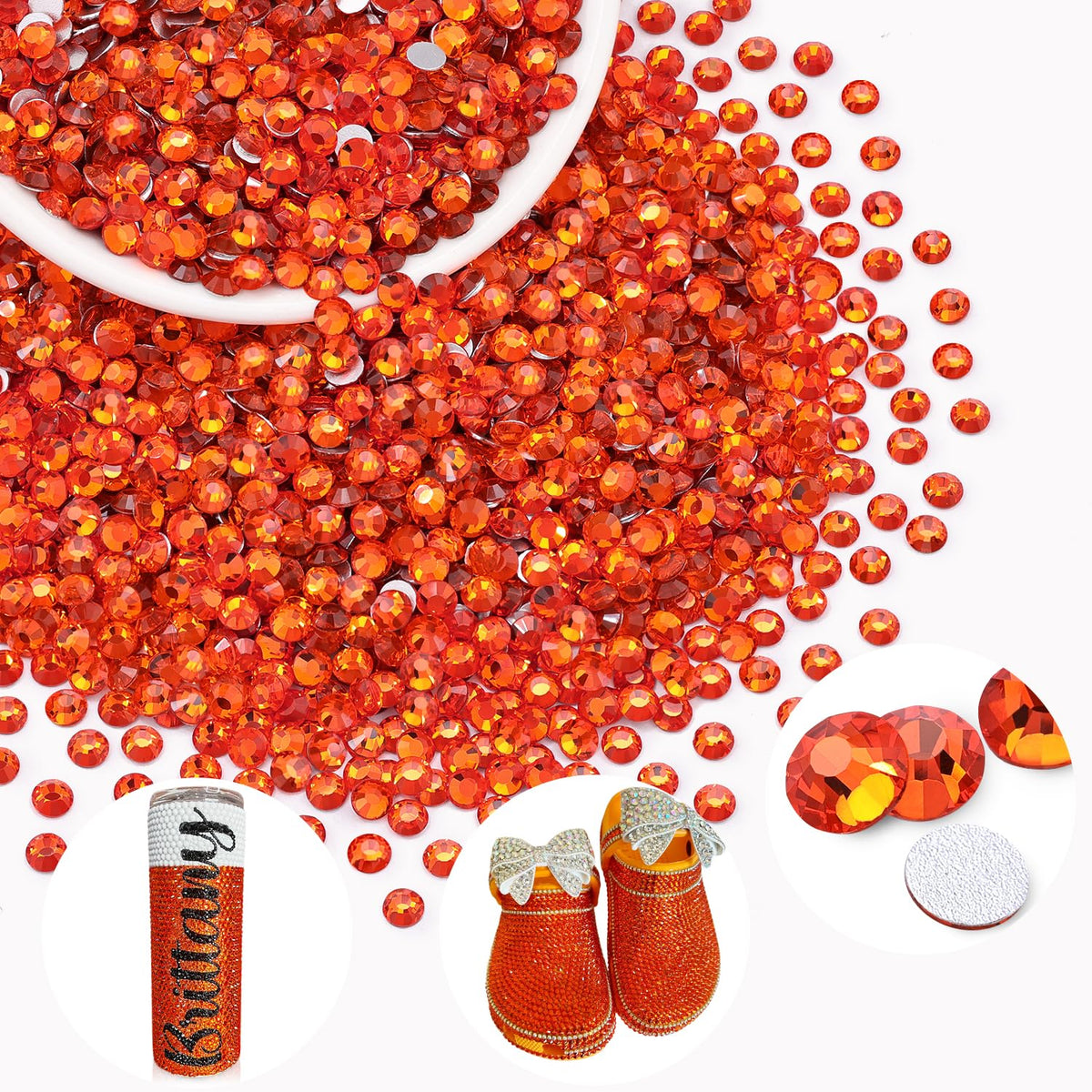 BELLEBOOST 2000PCS SS16 Crystal Glass Rhinestones Orange/Hyacinth front view