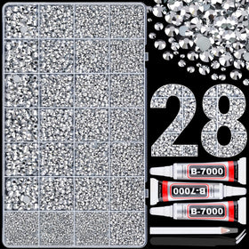BELLEBOOST 30000Pcs resin rhinestones silver flatback gems in box