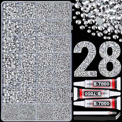 BELLEBOOST 30000Pcs resin rhinestones silver flatback gems in box