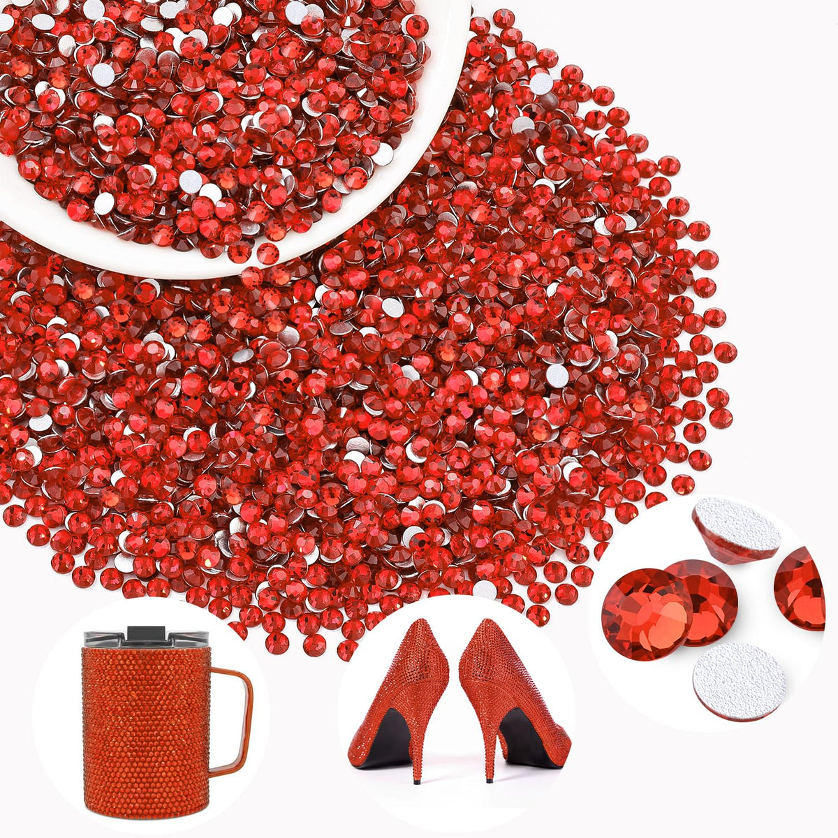 BELLEBOOST 3000PCS Light Red Glass Rhinestones front view