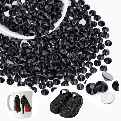 BELLEBOOST 400PCS Jet Black Glass Rhinestones pack front view