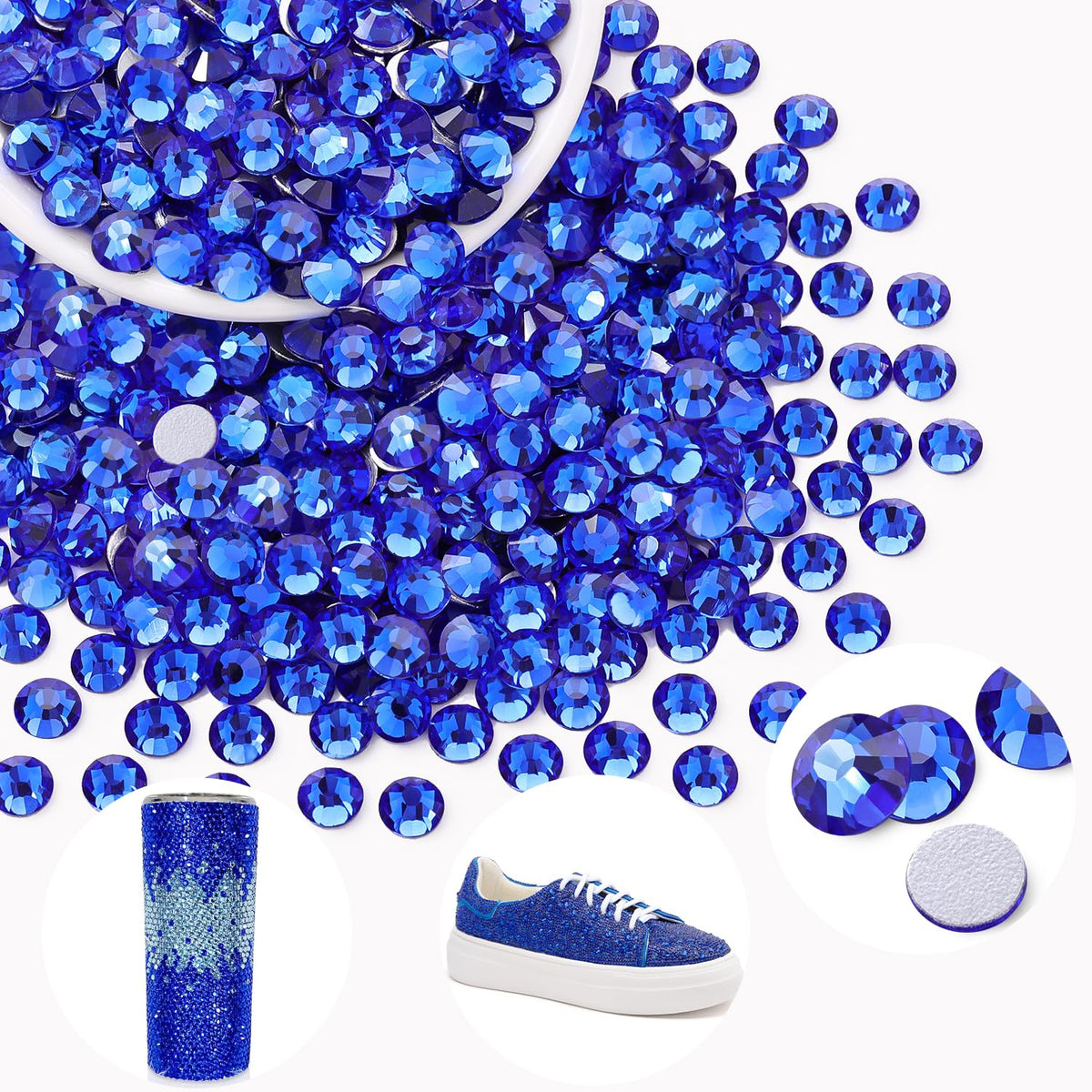 BELLEBOOST 400PCS SS30 blue glass rhinestones front view