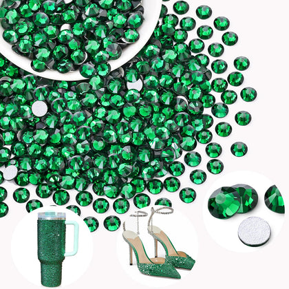 BELLEBOOST 400PCS SS30 Emerald Green Glass Rhinestones front view