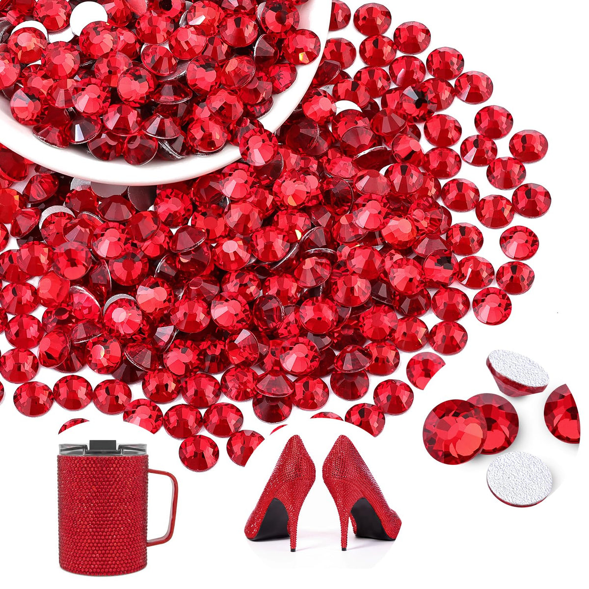 BELLEBOOST 400PCS SS30 Red Glass Rhinestones front view