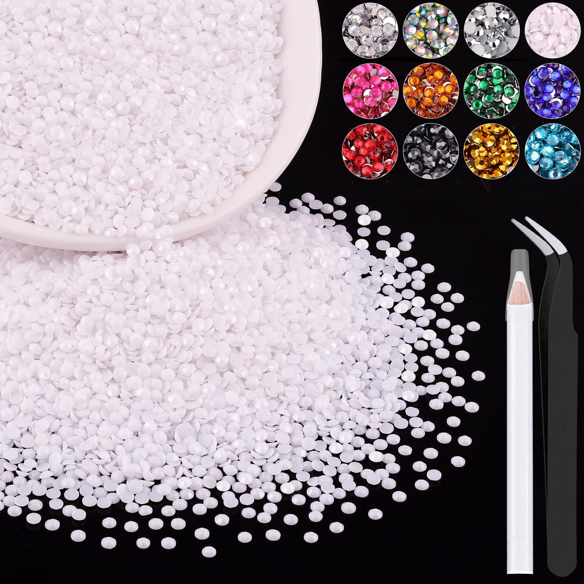 BELLEBOOST 5000PCS 3mm White Resin Rhinestones package front view