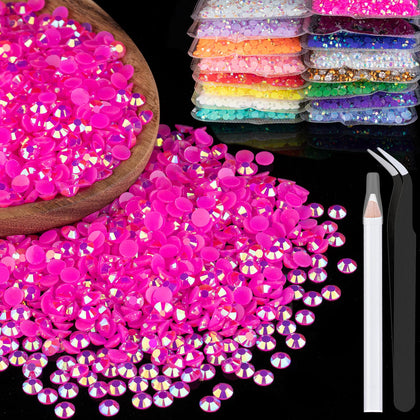 BELLEBOOST 5000pcs Hot Pink AB resin rhinestones front view