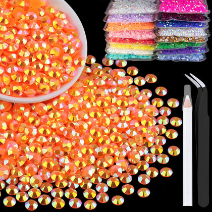 BELLEBOOST 5000pcs Orange AB flatback resin rhinestones pack front view