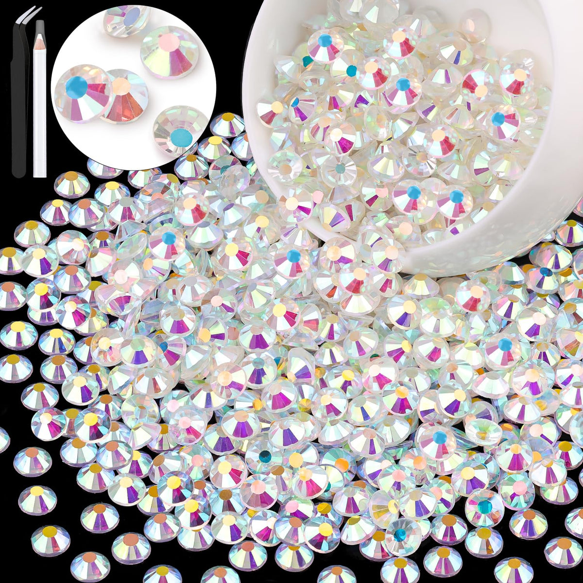 BELLEBOOST 600PCS SS30 Crystal Glass Rhinestones Transparent AB front view