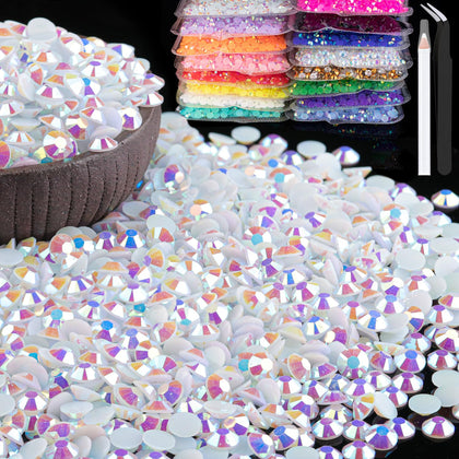 BELLEBOOST 8000pcs 3mm White AB Resin Rhinestones front view