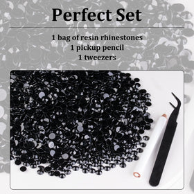 BELLEBOOST black flatback resin rhinestones in a creative setup