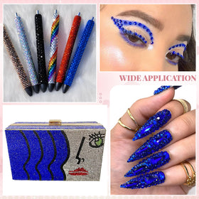 BELLEBOOST blue glass rhinestones in various lighting