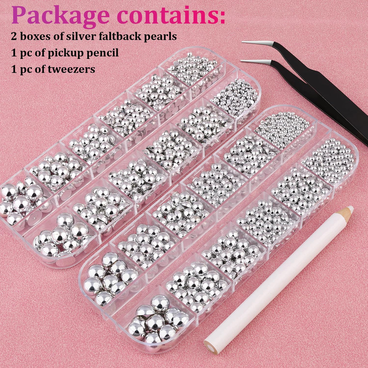 BELLEBOOST Flatback Nail Pearls packaging and contents