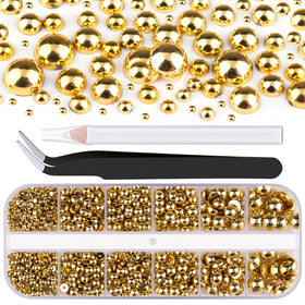 BELLEBOOST Flatback Pearls gold nail charms box front view