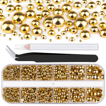 BELLEBOOST Flatback Pearls gold nail charms box front view