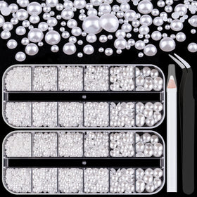 BELLEBOOST Flatback White Pearls 2 boxes with assorted sizes