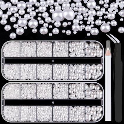 BELLEBOOST Flatback White Pearls 2 boxes with assorted sizes