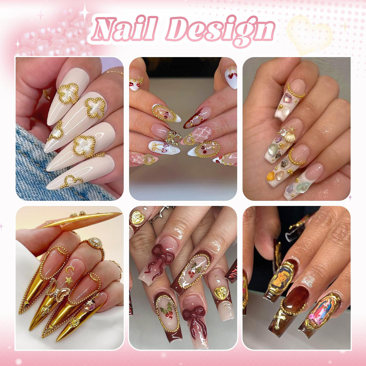 BELLEBOOST gold nail beads in a resealable container