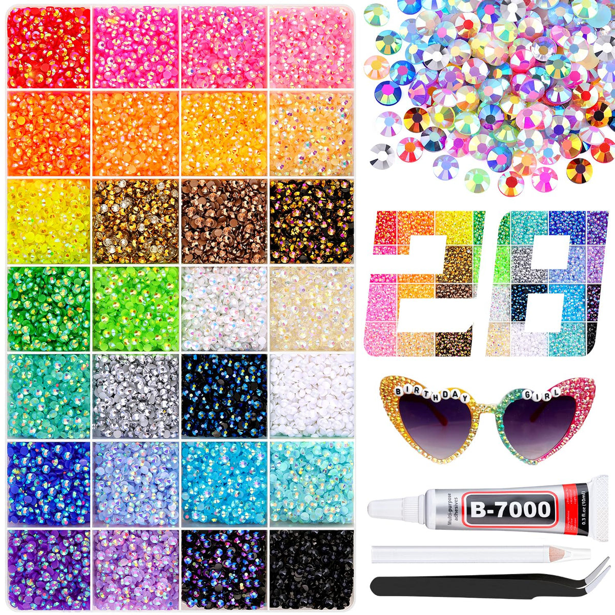 BELLEBOOST Jelly Rhinestones Bedazzling Kit with 38000 pieces and glue