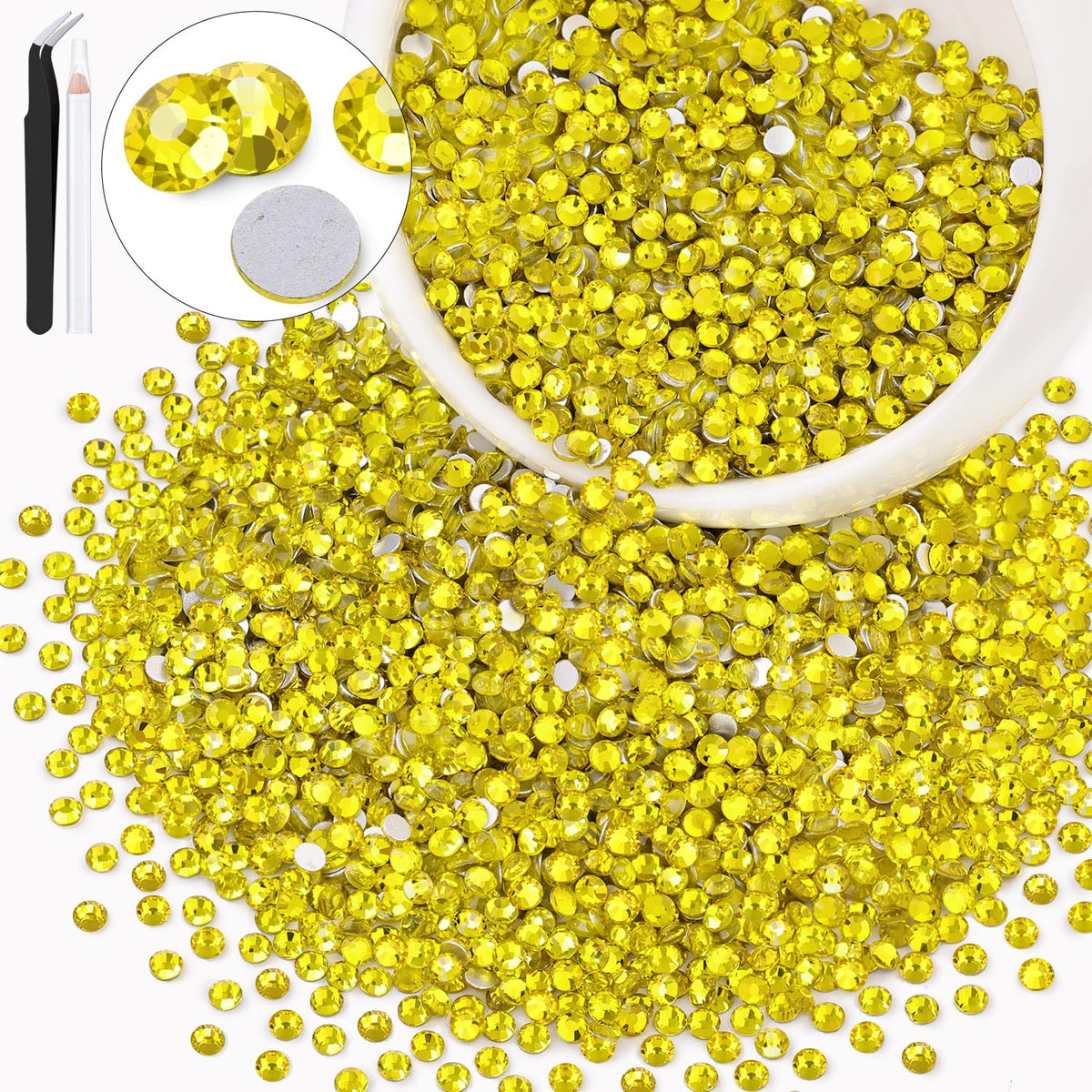 BELLEBOOST Lemon Yellow crystal glass rhinestones pack front view