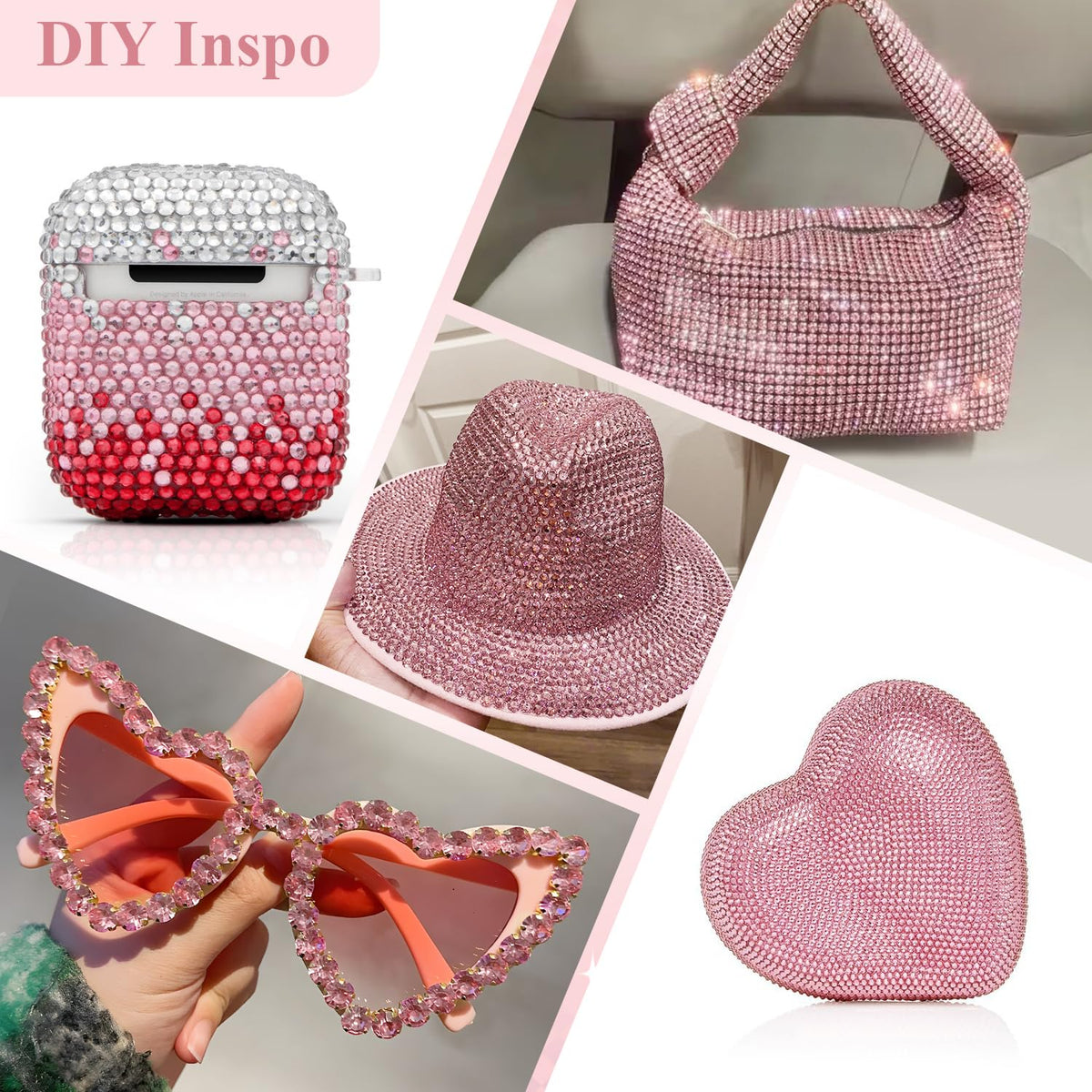BELLEBOOST Light Pink Rhinestones in a decorative jar