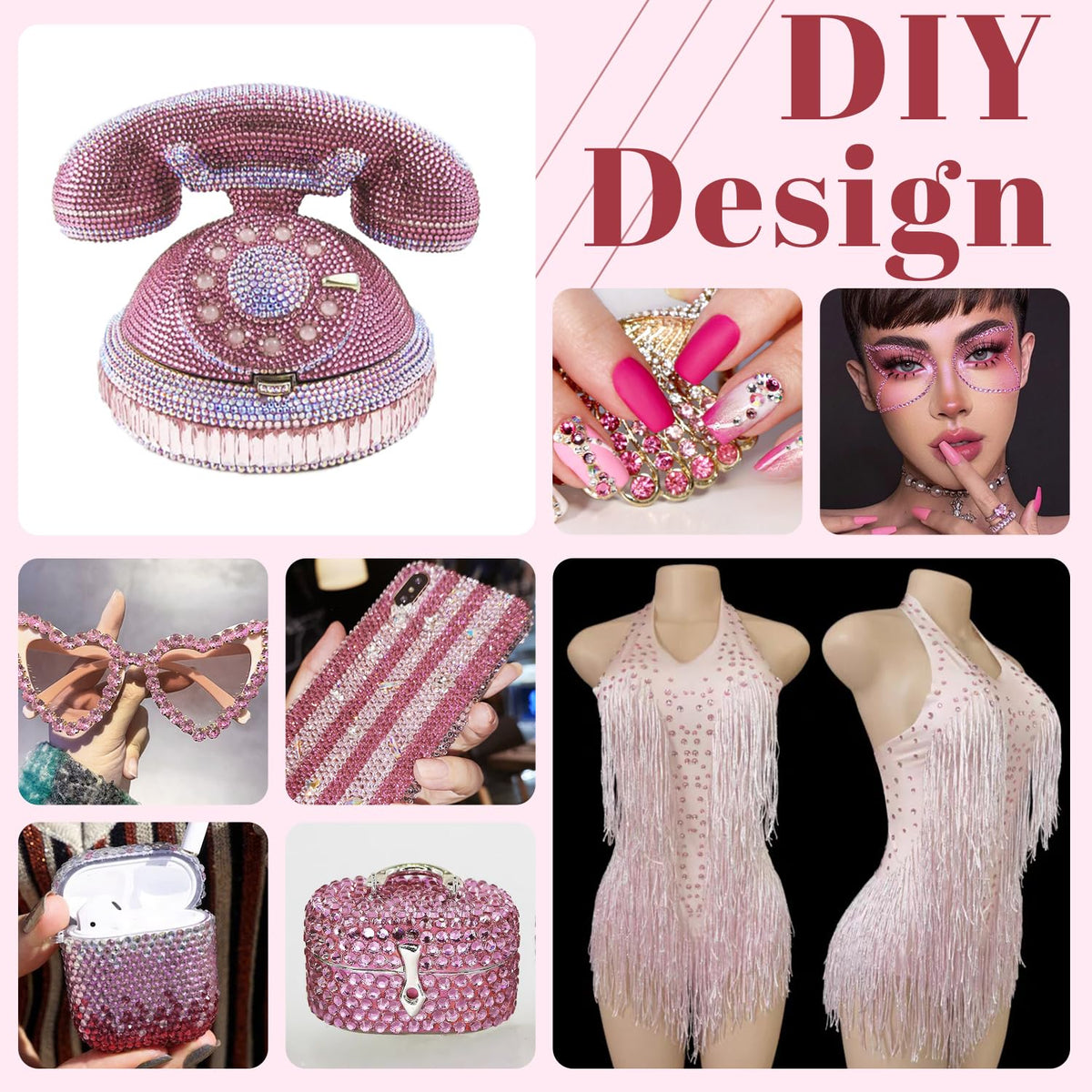 BELLEBOOST Light Pink Rhinestones in a DIY craft project