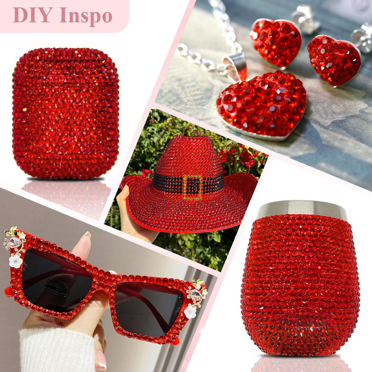 BELLEBOOST Light Red Rhinestones used on nail art